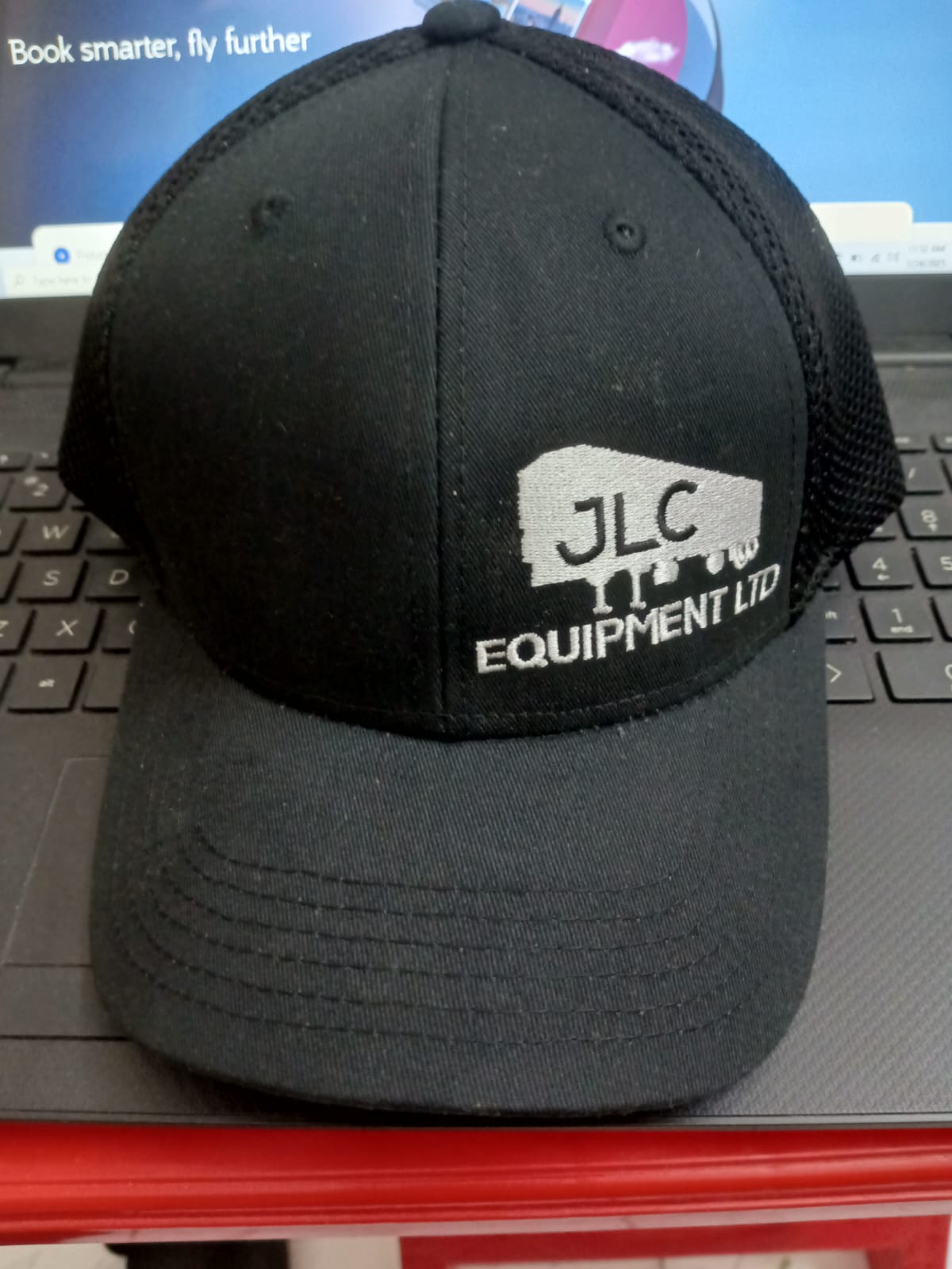 Close-up of custom knit hat embroidery